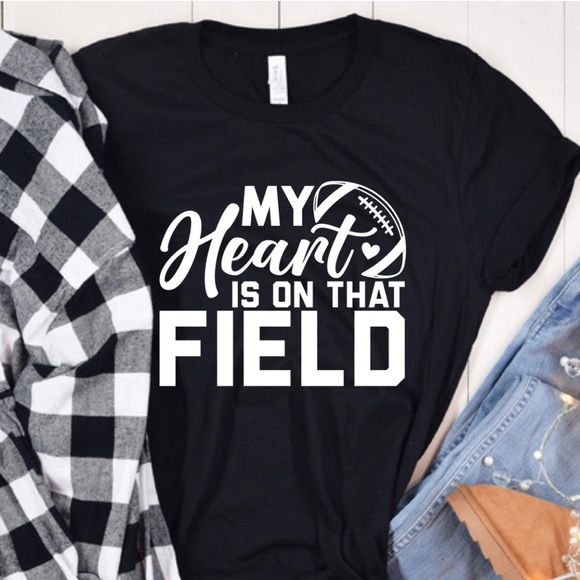 My heart is on that field Shirt Football Mom Shirt - Picture 1 of 4